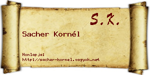 Sacher Kornél névjegykártya